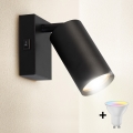 Brilagi - LED RGBW dimeriuojamas sieninis taškinis šviestuvas su jungikliu SELE 1xGU10/4,8W/230V 3000K juodas + nuotolinis valdymas