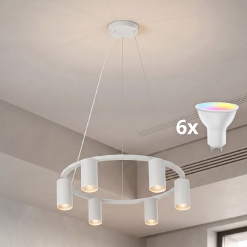 BRILAGI - LED RGBW dimeriuojamas šviestuvas ant laido SELE 6xGU10/6,5W/230V 2700-6500K balta + nuotolinio valdymo pultas