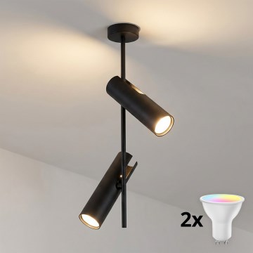 BRILAGI - LED RGBW dimeriuojamas šviestuvas ant strypo BRANCH 2xGU10/6,5W/230V 2700-6500K juoda