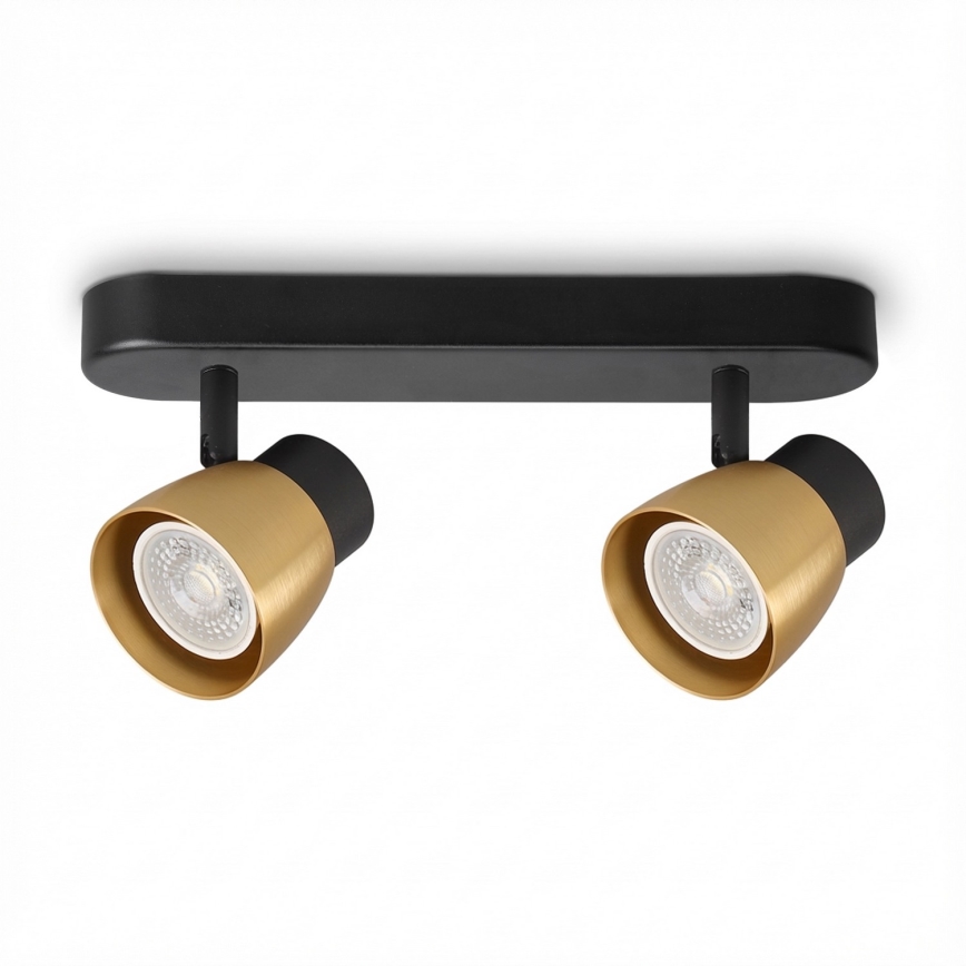 Brilagi - LED RGBW reguliuojamas taškinis šviestuvas NUGGET 2xGU10/4,8W/230V 3000K juodas/auksinis + nuotolinio valdymo pultas