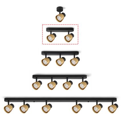 Brilagi - LED RGBW reguliuojamas taškinis šviestuvas NUGGET 2xGU10/6W/230V 3000K juodas/auksinis + nuotolinio valdymo pultas