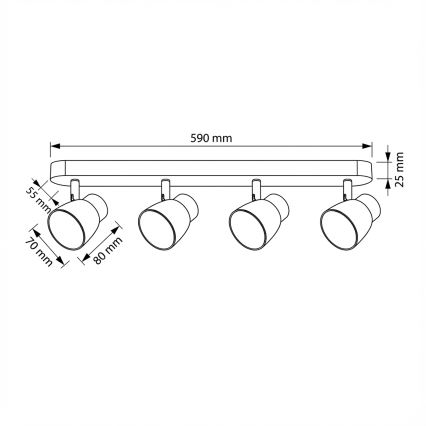 Brilagi - LED RGBW dimeriuojamas taškinis šviestuvas NUGGET 4xGU10/4,8W/230V 3000K juoda/auksinė + nuotolinio valdymo pultas