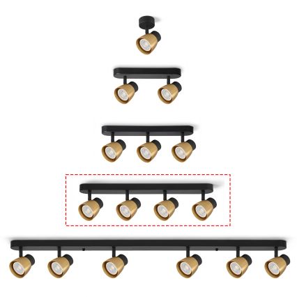 Brilagi - LED RGBW Dimeriuojamas taškinis šviestuvas NUGGET 4xGU10/6W/230V 2700-6500K Wi-Fi juoda/auksinė