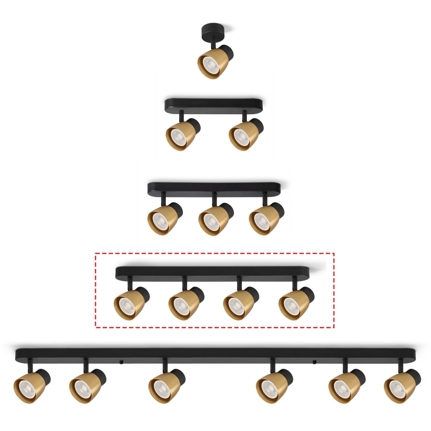 Brilagi - LED RGBW Dimeriuojamas taškinis šviestuvas NUGGET 4xGU10/6W/230V 2700-6500K Wi-Fi juoda/auksinė