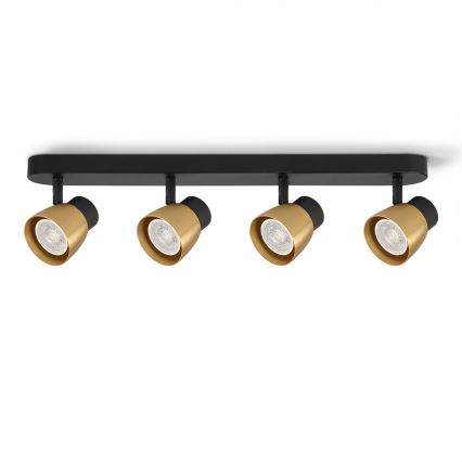 Brilagi - LED RGBW dimeriuojamas taškinis šviestuvas NUGGET 4xGU10/6W/230V 3000K juoda/auksinė + nuotolinio valdymo pultas