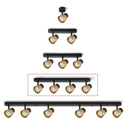 Brilagi - LED RGBW dimeriuojamas taškinis šviestuvas NUGGET 4xGU10/6W/230V 3000K juoda/auksinė + nuotolinio valdymo pultas