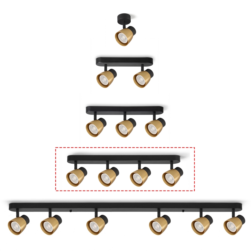 Brilagi - LED RGBW dimeriuojamas taškinis šviestuvas NUGGET 4xGU10/6W/230V 3000K juoda/auksinė + nuotolinio valdymo pultas