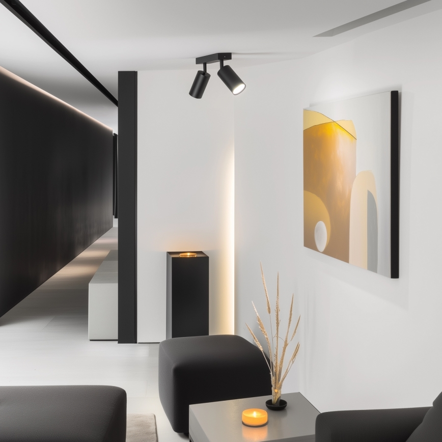 Brilagi - LED RGBW reguliuojamas taškinis šviestuvas SELE, 2xGU10/4,8W/230V, 3000K, juodas, su nuotolinio valdymo pultu