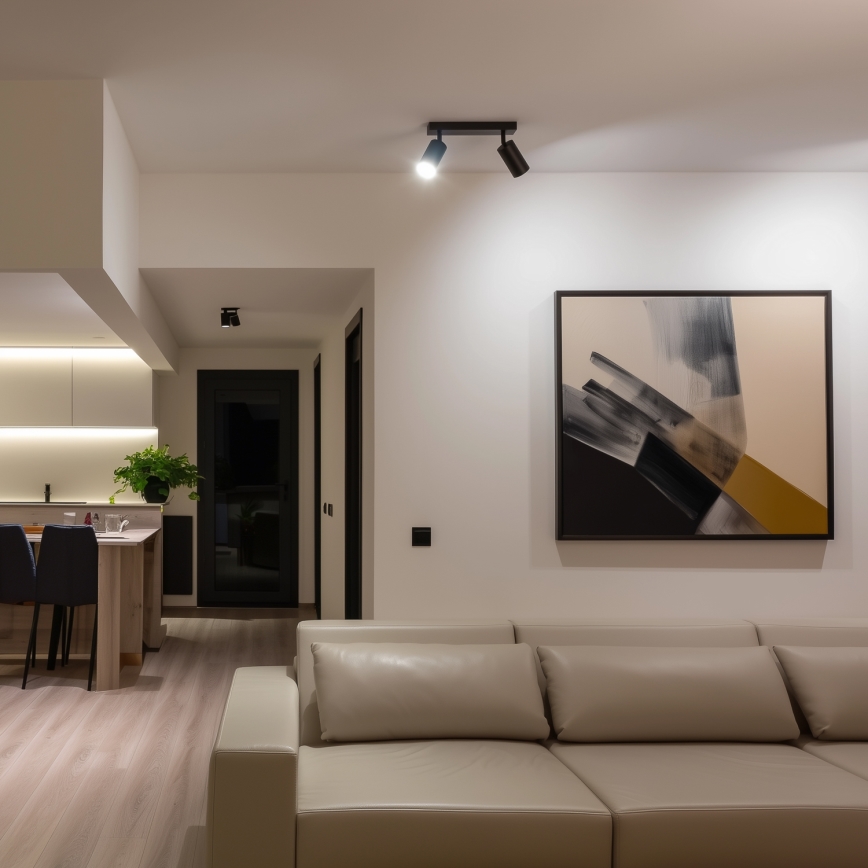 Brilagi - LED RGBW reguliuojamas taškinis šviestuvas SELE, 2xGU10/4,8W/230V, 3000K, juodas, su nuotolinio valdymo pultu