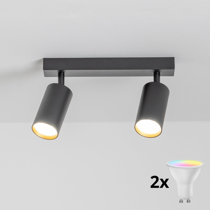Brilagi - LED RGBW dimeriuojamas taškinis šviestuvas SELE 2xGU10/6,5W/230V 2700-6500K juoda/auksinė