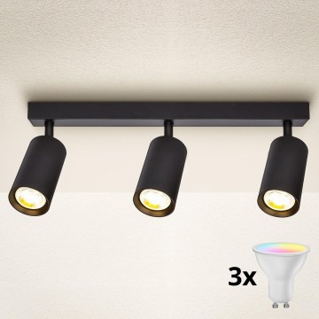 Brilagi - LED RGBW dimeriuojamas taškinis šviestuvas SELE 3xGU10/6W/230V 3000K juodas + nuotolinis valdymas