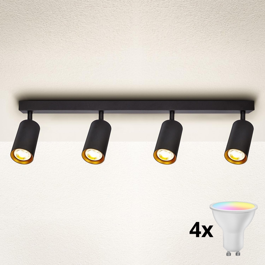 Brilagi - LED RGBW dimeriuojamas taškinis šviestuvas SELE 4xGU10/6,5W/230V 2700-6500K juoda/auksinė