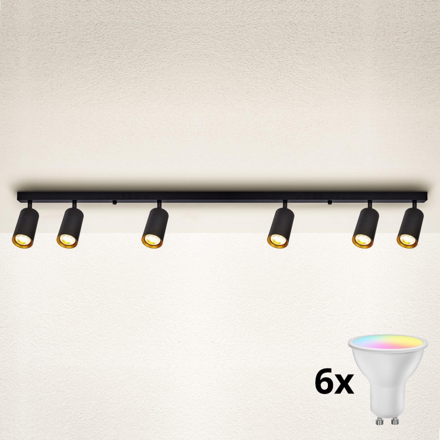 Brilagi - LED RGBW dimeriuojamas taškinis šviestuvas SELE 6xGU10/6,5W/230V 2700-6500K juoda/auksinė