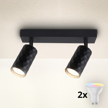 Brilagi - LED RGBW dimeriuojamas taškinis šviestuvas SELE DIAMANT 2xGU10/6,5W/230V 2700-6500K Wi-Fi juoda