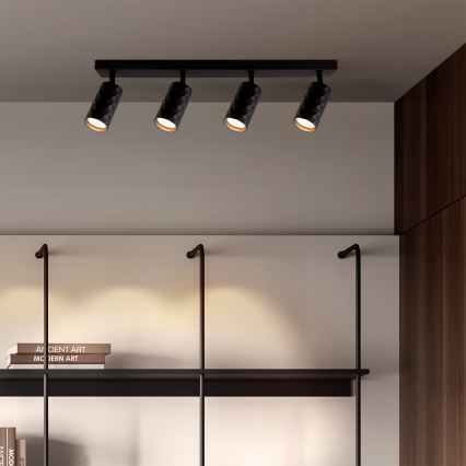 Brilagi - LED RGBW reguliuojamas taškinis šviestuvas SELE DIAMANT 4xGU10/4,8W/230V 3000K juodas + nuotolinio valdymo pultas