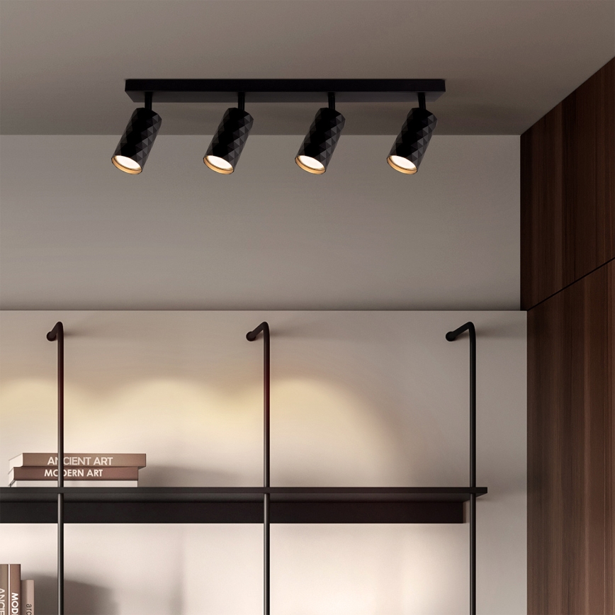 Brilagi - LED RGBW reguliuojamas taškinis šviestuvas SELE DIAMANT 4xGU10/4,8W/230V 3000K juodas + nuotolinio valdymo pultas