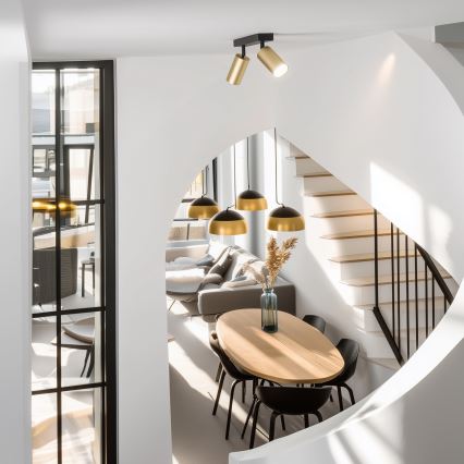 Brilagi - LED RGBW dimeriuojamas taškinis šviestuvas SELE GOLDEN 2xGU10/4,8W/230V 3000K juoda/auksinė + nuotolinis valdymas