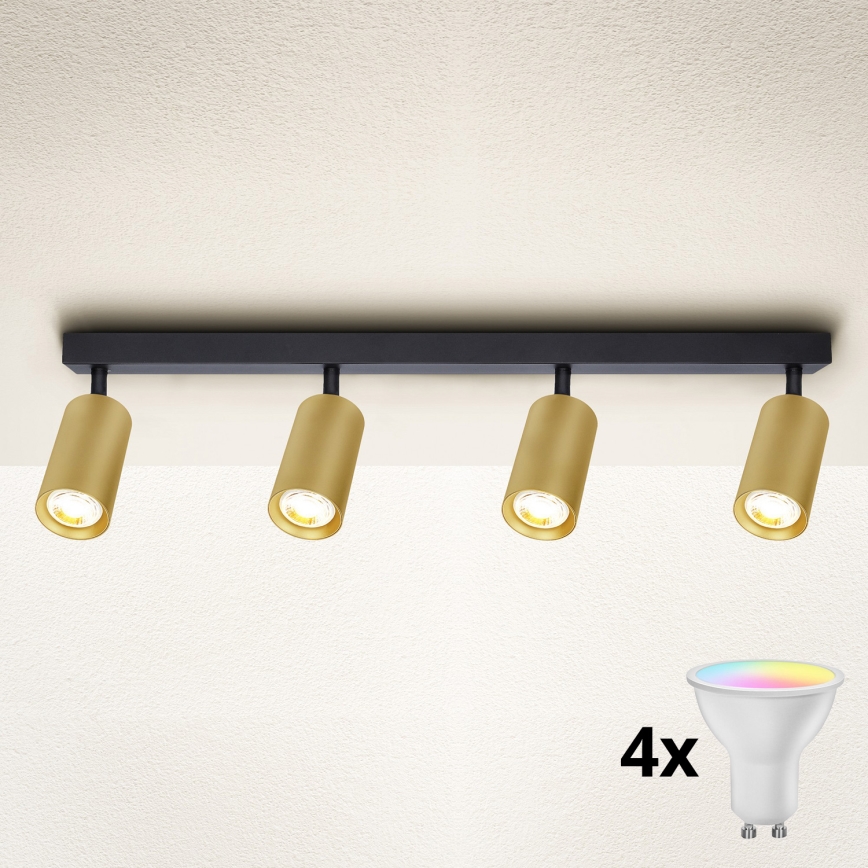 Brilagi - LED RGBW dimeriuojamas taškinis šviestuvas SELE GOLDEN 4xGU10/6,5W/230V 2700-6500K juoda/auksinė