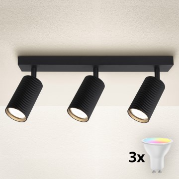 Brilagi - LED RGBW dimeriuojamas taškinis šviestuvas SELE MODERN 3xGU10/6,5W/230V 2700-6500K Wi-Fi juodas