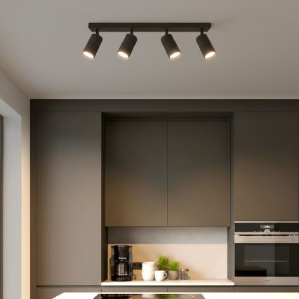 Brilagi - LED RGBW dimeriu reguliuojamas taškinis šviestuvas SELE MODERN 4xGU10/4,8W/230V 3000K juodas + nuotolinis pultas
