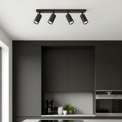 Brilagi - LED RGBW dimeriu reguliuojamas taškinis šviestuvas SELE MODERN 4xGU10/4,8W/230V 3000K juodas + nuotolinis pultas
