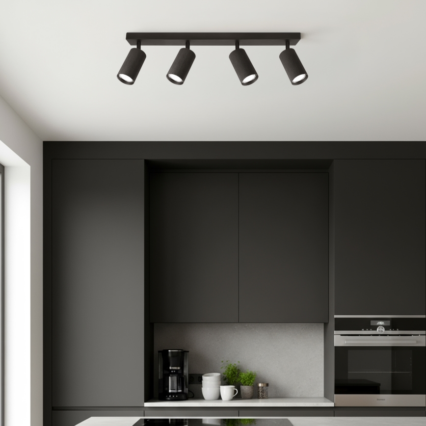 Brilagi - LED RGBW dimeriu reguliuojamas taškinis šviestuvas SELE MODERN 4xGU10/4,8W/230V 3000K juodas + nuotolinis pultas