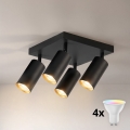 BRILAGI - LED RGBW dimeriuojamas taškinis šviestuvas SELE SQUARE 4xGU10/6,5W/230V 2700-6500K juoda/auksinė