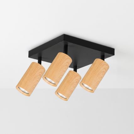 BRILAGI - LED RGBW dimeriuojamas taškinis šviestuvas SELE SQUARE 4xGU10/6,5W/230V 2700-6500K juoda/ąžuolo dekoras