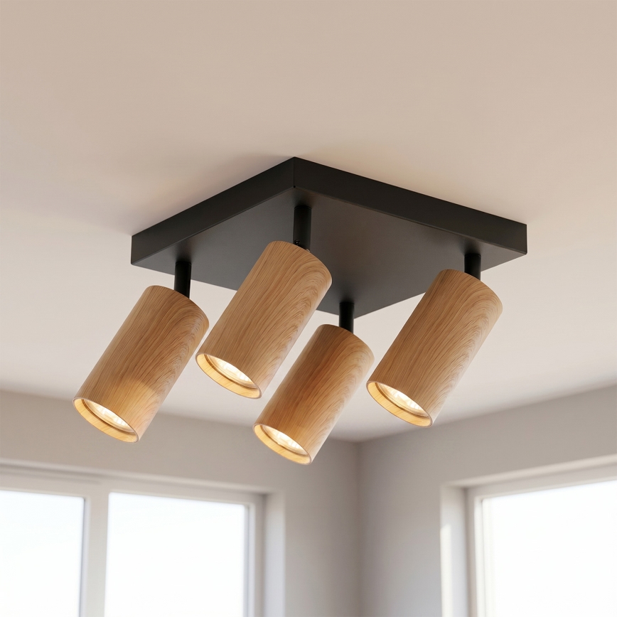 BRILAGI - LED RGBW dimeriuojamas taškinis šviestuvas SELE SQUARE 4xGU10/6,5W/230V 2700-6500K juoda/ąžuolo dekoras