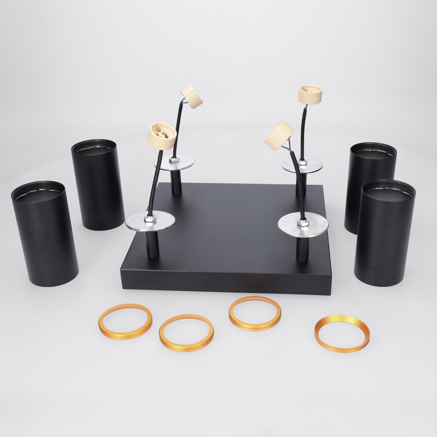 BRILAGI - LED RGBW dimeriuojamas taškinis šviestuvas SELE SQUARE 4xGU10/6,5W/230V 2700-6500K juoda/auksinė