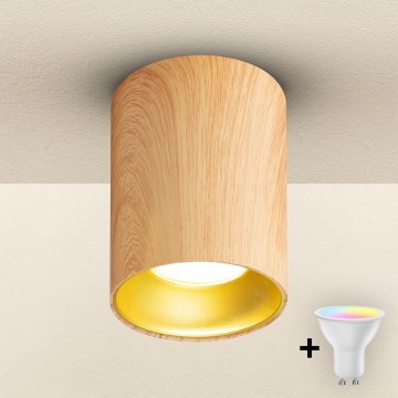 Brilagi - LED RGBW dimeriuojamas taškinis šviestuvas TRINE 1xGU10/30W/230V 2700-6500K Wi-Fi ąžuolo dekoras