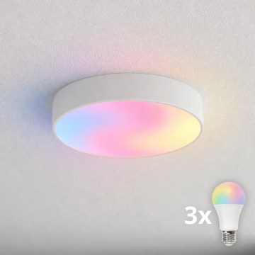 Brilagi - LED RGBW dimeriuojamas vonios kambario lubų šviestuvas CLARE 3xE27/9W/230V 2700-6500K skersmuo 40 cm IP54 Wi-Fi balta