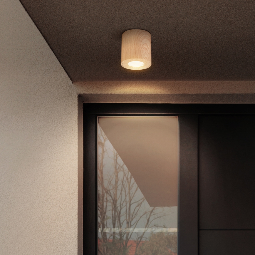 Brilagi - LED RGBW reguliuojamas vonios kambario šviestuvas MIA 1xGU10/4,8W/230V 3000K 84x80 mm ąžuolo dekoras IP44 + nuotolinis valdymas