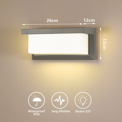 Brilagi - LED RGBW dimeriuojamas lauko sieninis šviestuvas BRICKY 1xE27/15W/230V 2700–6500K IP54 pilka