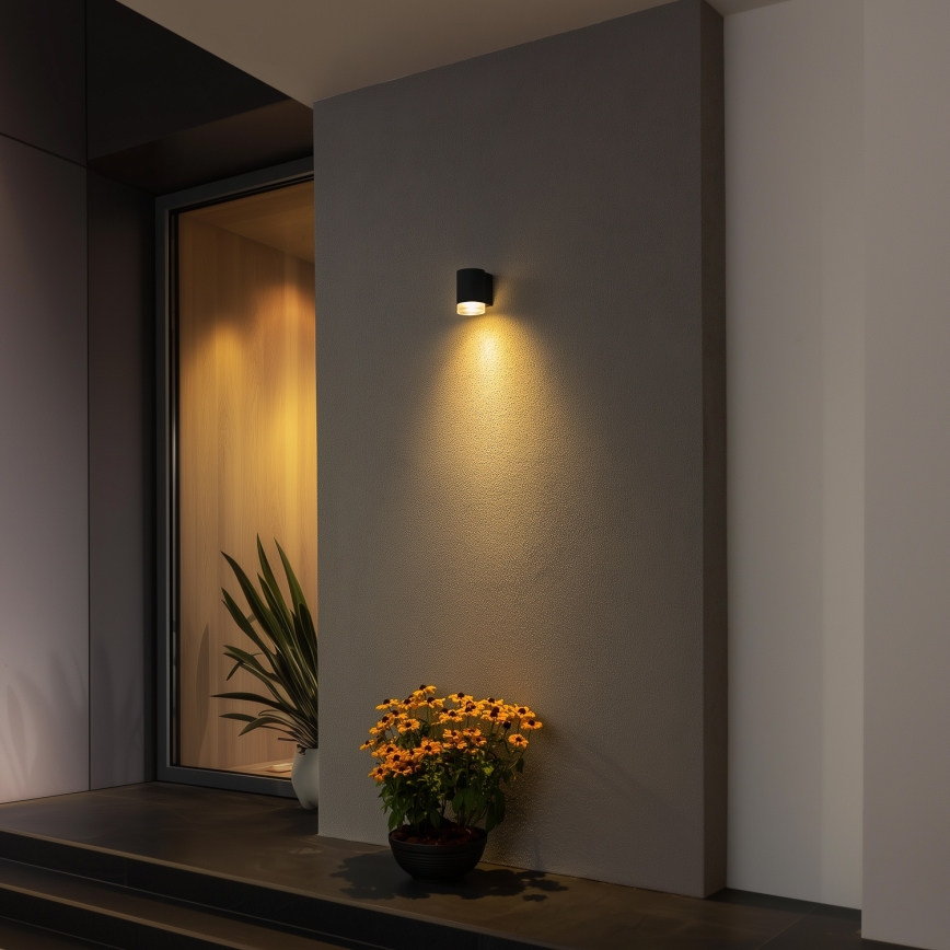 Brilagi - LED RGBW reguliuojamas lauko sieninis šviestuvas MATERA 1xGU10/4,8W/230V 3000K IP54 juodas + nuotolinis pultas