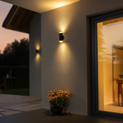 Brilagi - LED RGBW dimeriuojamas lauko sieninis šviestuvas MATERA 2xGU10/4,8W/230V 3000K IP54 antracitas + nuotolinis valdymas