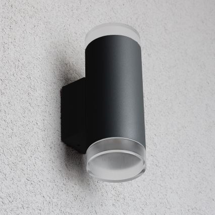 Brilagi - LED RGBW su reguliuojamu ryškumu lauko sieninis šviestuvas MATERA 2xGU10/4,8W/230V 3000K IP54 juodas + nuotolinis valdymas
