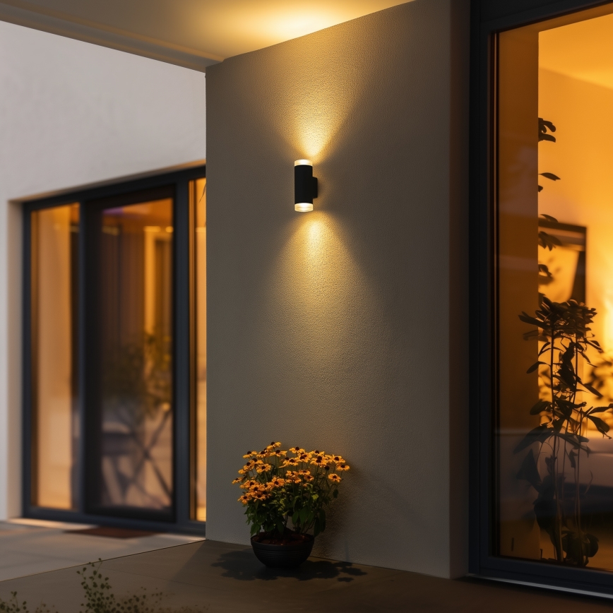 Brilagi - LED RGBW su reguliuojamu ryškumu lauko sieninis šviestuvas MATERA 2xGU10/4,8W/230V 3000K IP54 juodas + nuotolinis valdymas