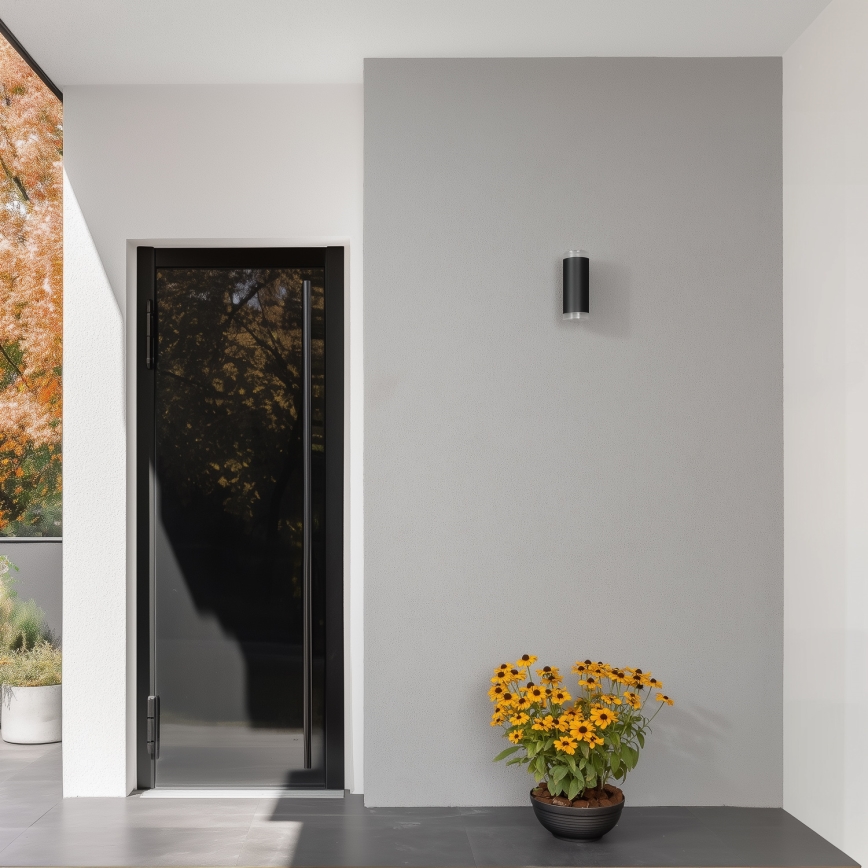 Brilagi - LED RGBW su reguliuojamu ryškumu lauko sieninis šviestuvas MATERA 2xGU10/4,8W/230V 3000K IP54 juodas + nuotolinis valdymas
