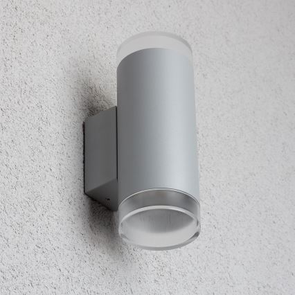 Brilagi - LED RGBW dimeriuojamas lauko sieninis šviestuvas MATERA 2xGU10/4,8W/230V 3000K IP54 pilkas + nuotolinis valdymas