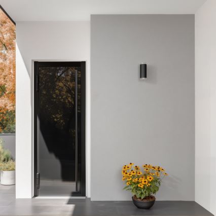 Brilagi - LED RGBW su reguliuojamu ryškumu lauko sieninis šviestuvas MATERA 2xGU10/6W/230V 3000K IP54 juodas + nuotolinis valdymas