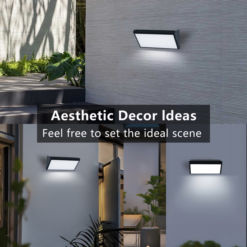 Brilagi - LED RGBW Dimeriuojamas lauko sieninis šviestuvas TRIANGLE 1xE27/9W/230V 2700-6500K IP65 juodas