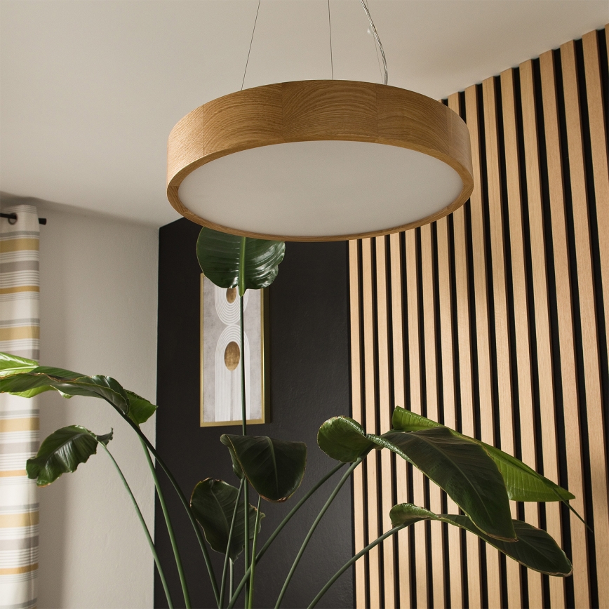 Brilagi - LED RGBW reguliuojamas pakabinamas liustras ant laido CARVALHO 3xE27/15W/230V 2700-6500K Wi-Fi ąžuolas, skersmuo 47,5 cm