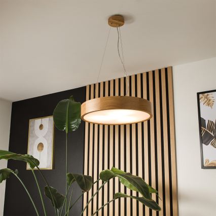 Brilagi - LED RGBW reguliuojamas pakabinamas liustras ant laido CARVALHO 3xE27/15W/230V 2700-6500K Wi-Fi ąžuolas, skersmuo 47,5 cm