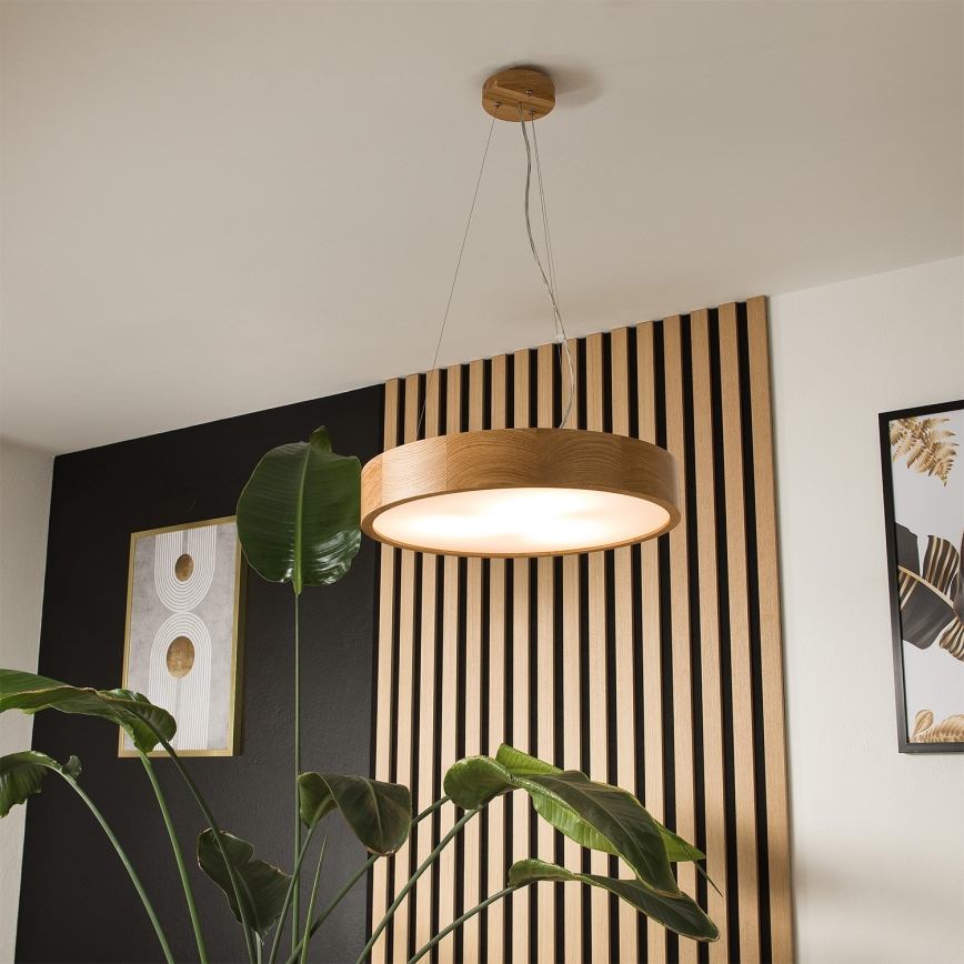 Brilagi - LED RGBW reguliuojamas pakabinamas liustras ant laido CARVALHO 3xE27/15W/230V 2700-6500K Wi-Fi ąžuolas, skersmuo 47,5 cm