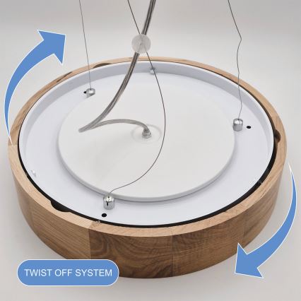 Brilagi - LED RGBW reguliuojamas pakabinamas liustras ant laido CARVALHO 3xE27/15W/230V 2700-6500K Wi-Fi ąžuolas, skersmuo 47,5 cm