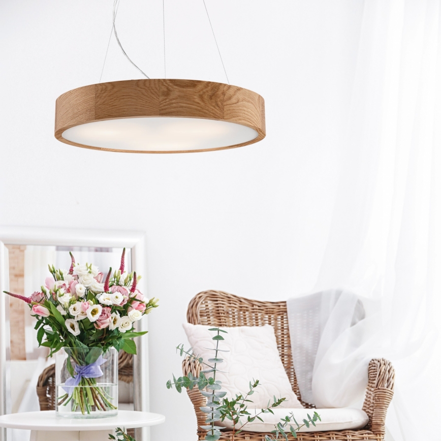 Brilagi - LED RGBW reguliuojamas pakabinamas liustras ant laido CARVALHO 3xE27/9W/230V 2700-6500K Wi-Fi ąžuolas, skersmuo 47,5 cm