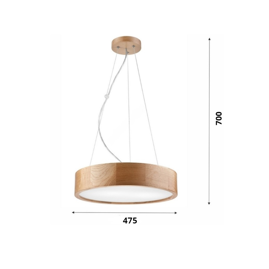 Brilagi - LED RGBW reguliuojamas pakabinamas liustras ant laido CARVALHO 3xE27/9W/230V 2700-6500K Wi-Fi ąžuolas, skersmuo 47,5 cm