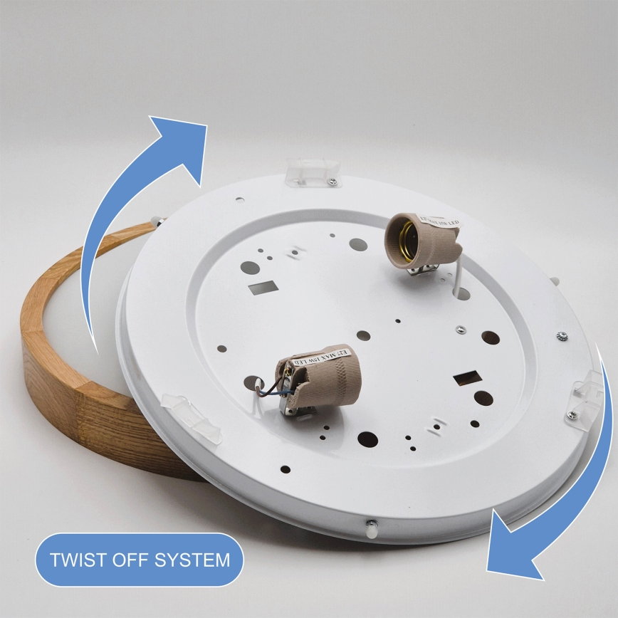 Brilagi - LED RGBW reguliuojamas lubinis šviestuvas CARVALHO SLIM 2xE27/15W/230V 2700-6500K Wi-Fi ąžuolo spalvos, skersmuo 37 cm