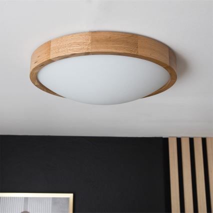 Brilagi - LED RGBW reguliuojamas lubinis šviestuvas CARVALHO SLIM 2xE27/9W/230V 2700-6500K Wi-Fi ąžuolo spalvos, skersmuo 37 cm